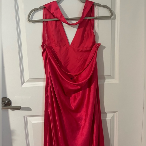 Peppermayo Alicia Satin Halter Maxi Dress - Fuchsia - US 6 - Picture 9 of 13